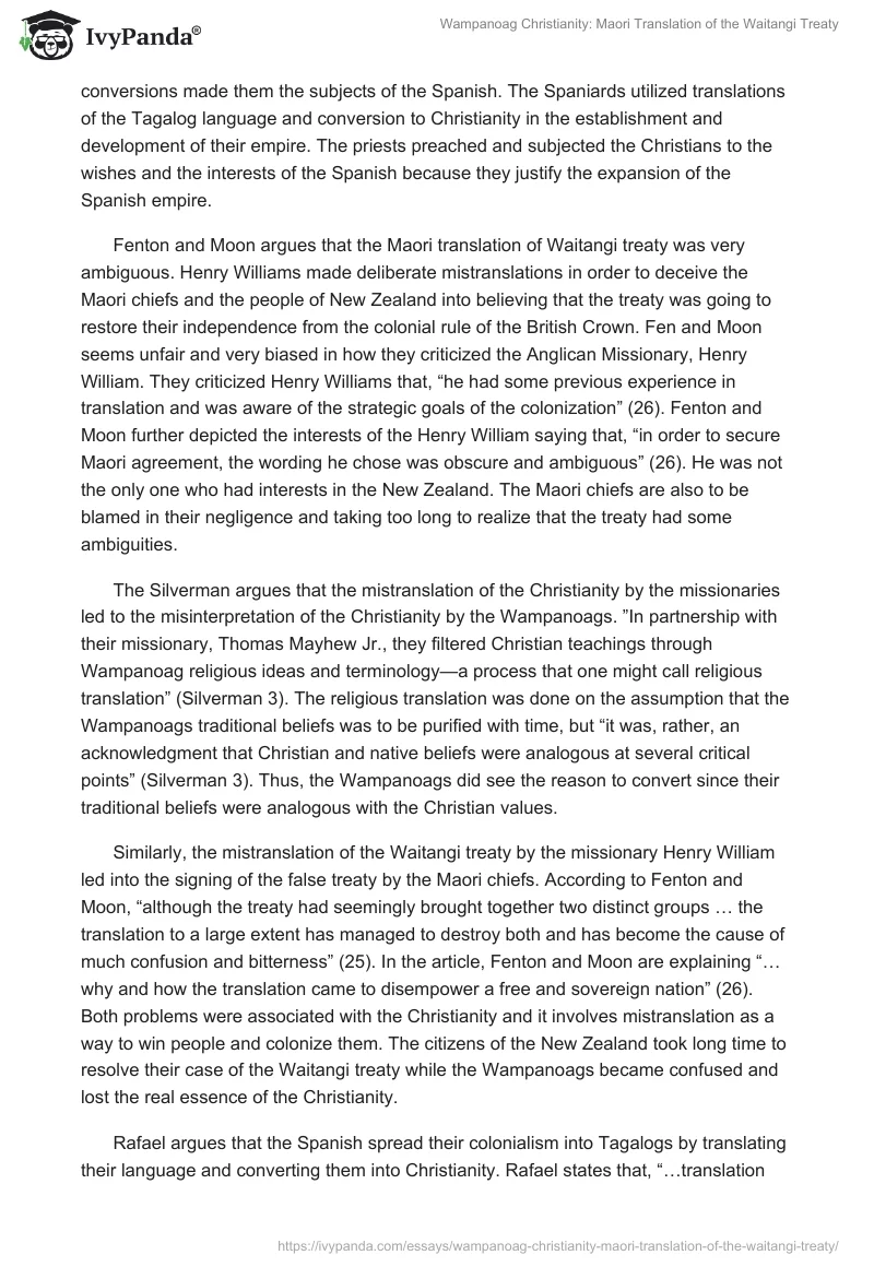 Wampanoag Christianity: Maori Translation of the Waitangi Treaty. Page 2