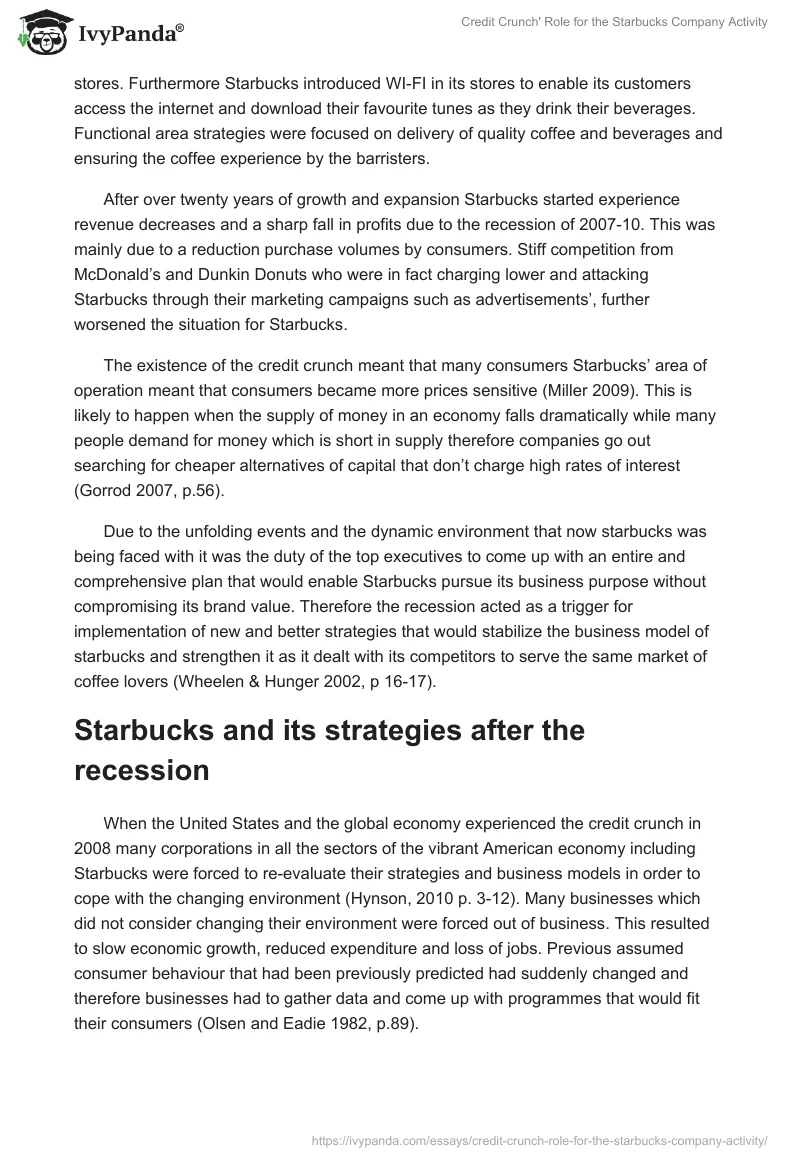 Credit Crunch' Role for the Starbucks Company Activity. Page 4