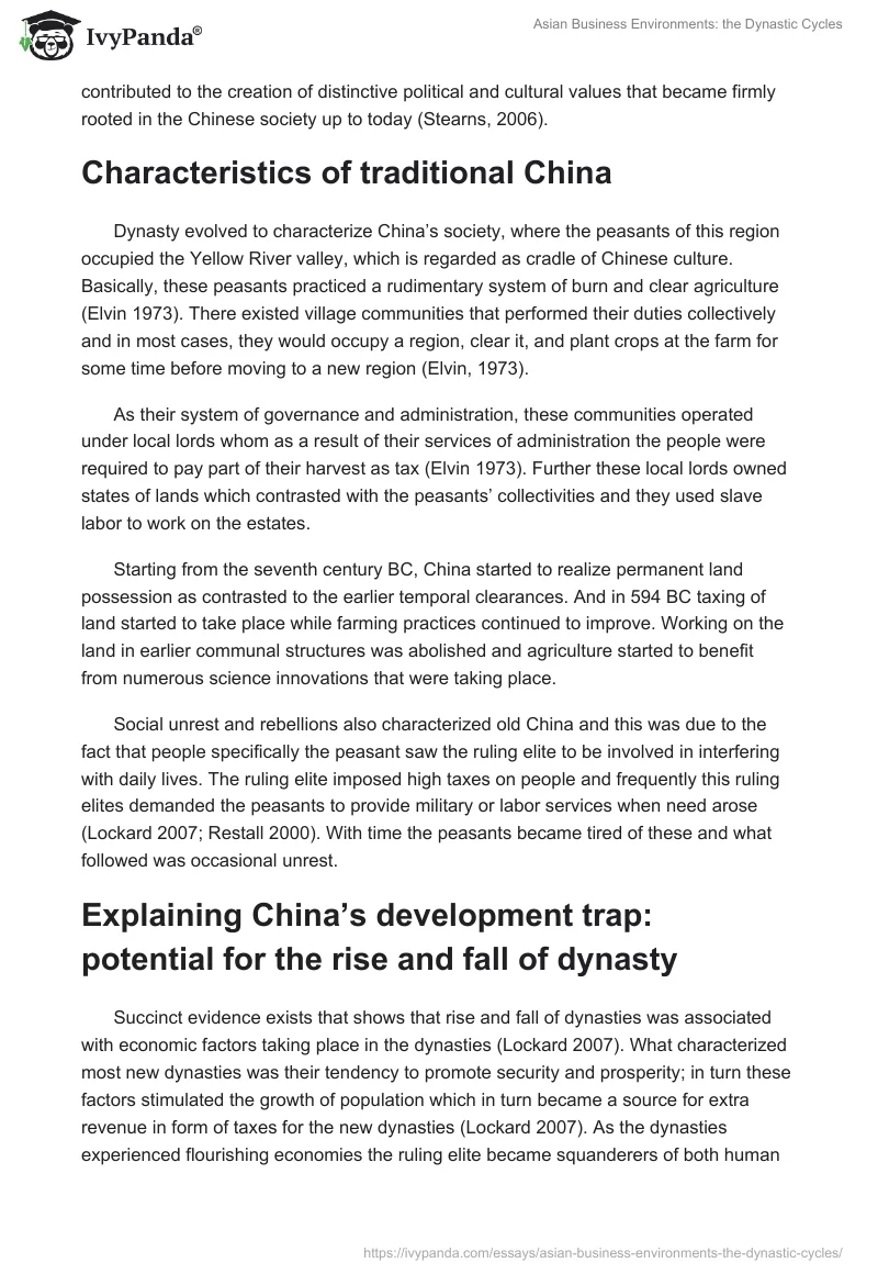 Asian Business Environments: the Dynastic Cycles. Page 3