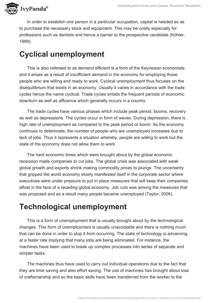 Unemployment Forms and Causes: Economic Standpoint. Page 3