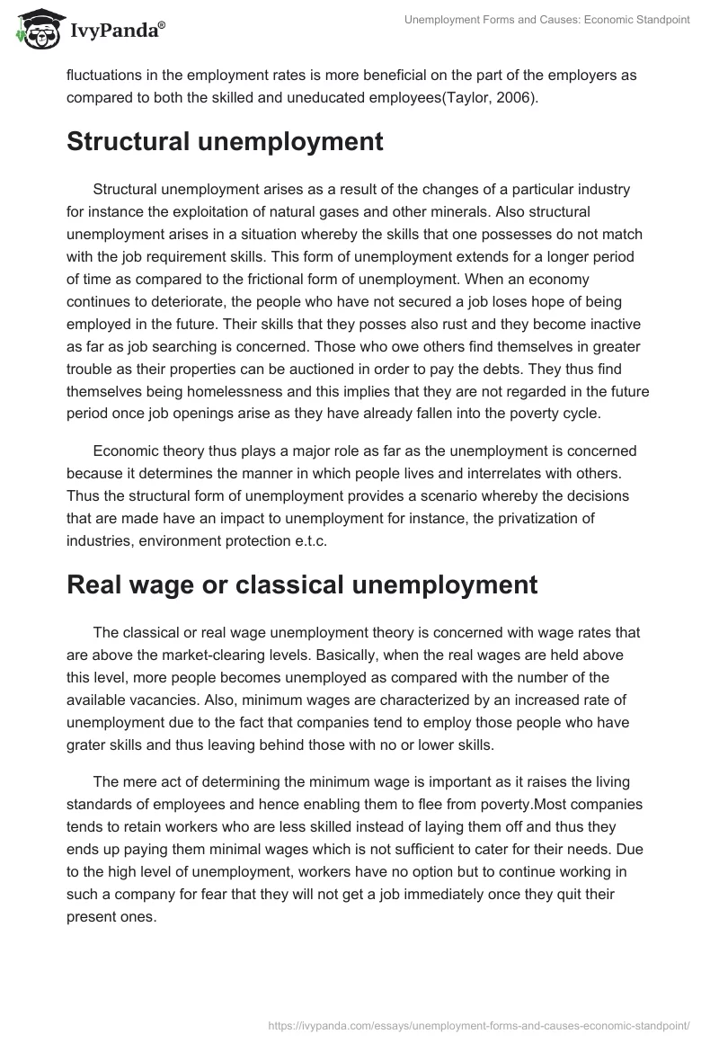 Unemployment Forms and Causes: Economic Standpoint. Page 5