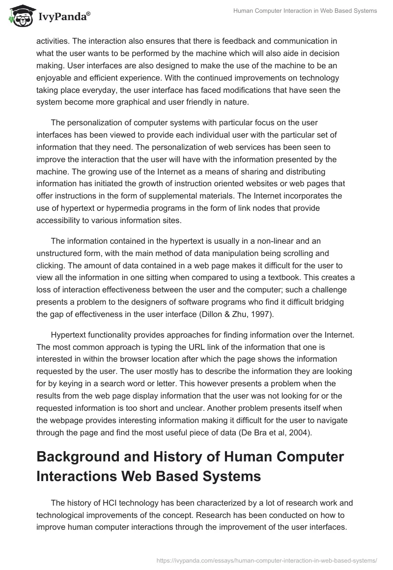 Human Computer Interaction in Web Based Systems. Page 2