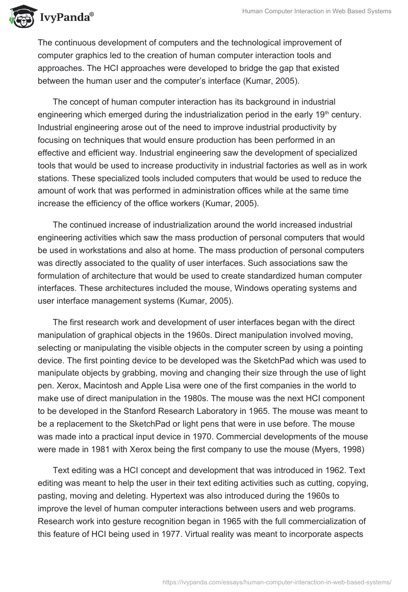 Human Computer Interaction in Web Based Systems. Page 3