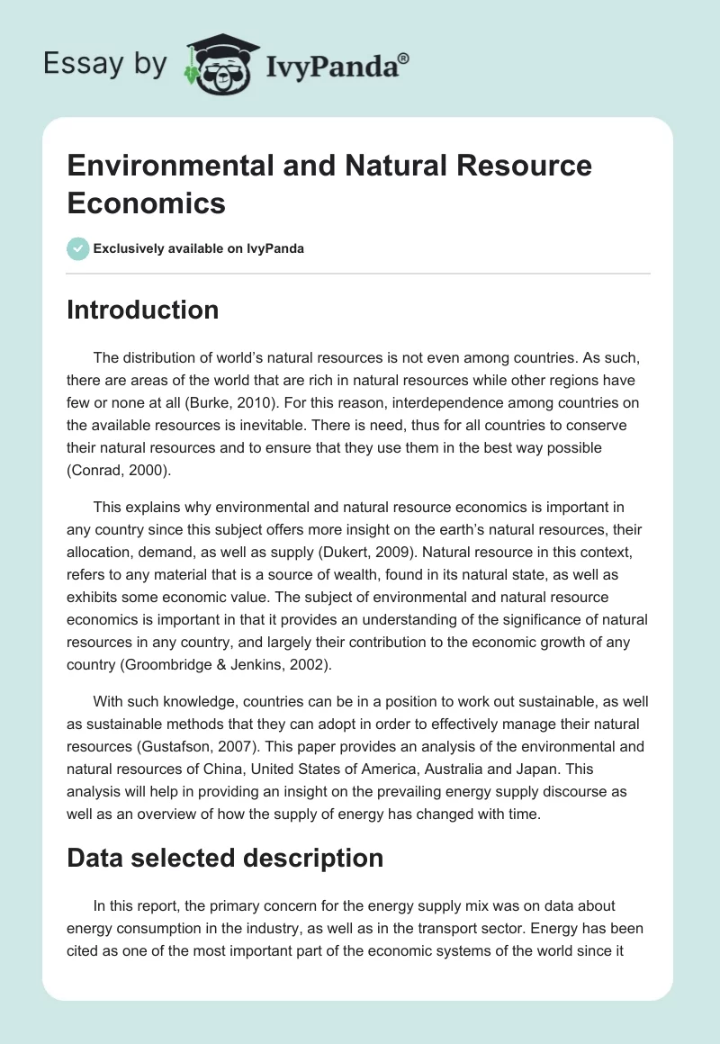 Environmental and Natural Resource Economics. Page 1