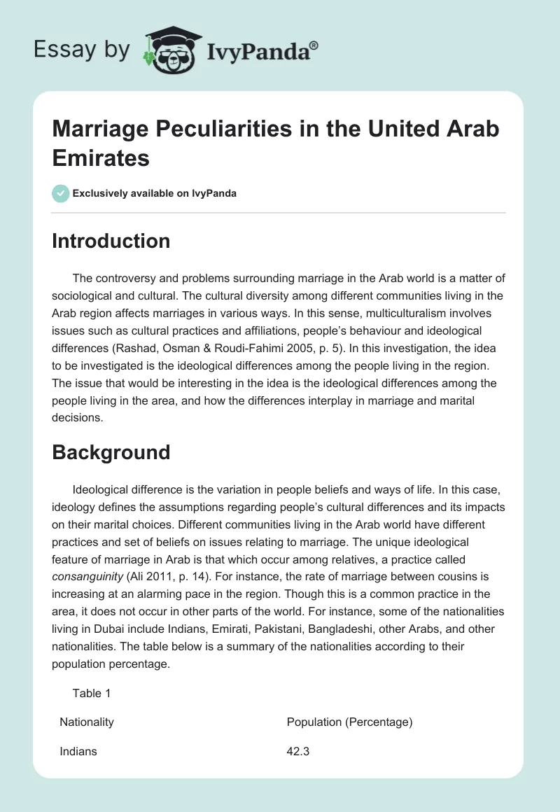 Marriage Peculiarities in the United Arab Emirates. Page 1