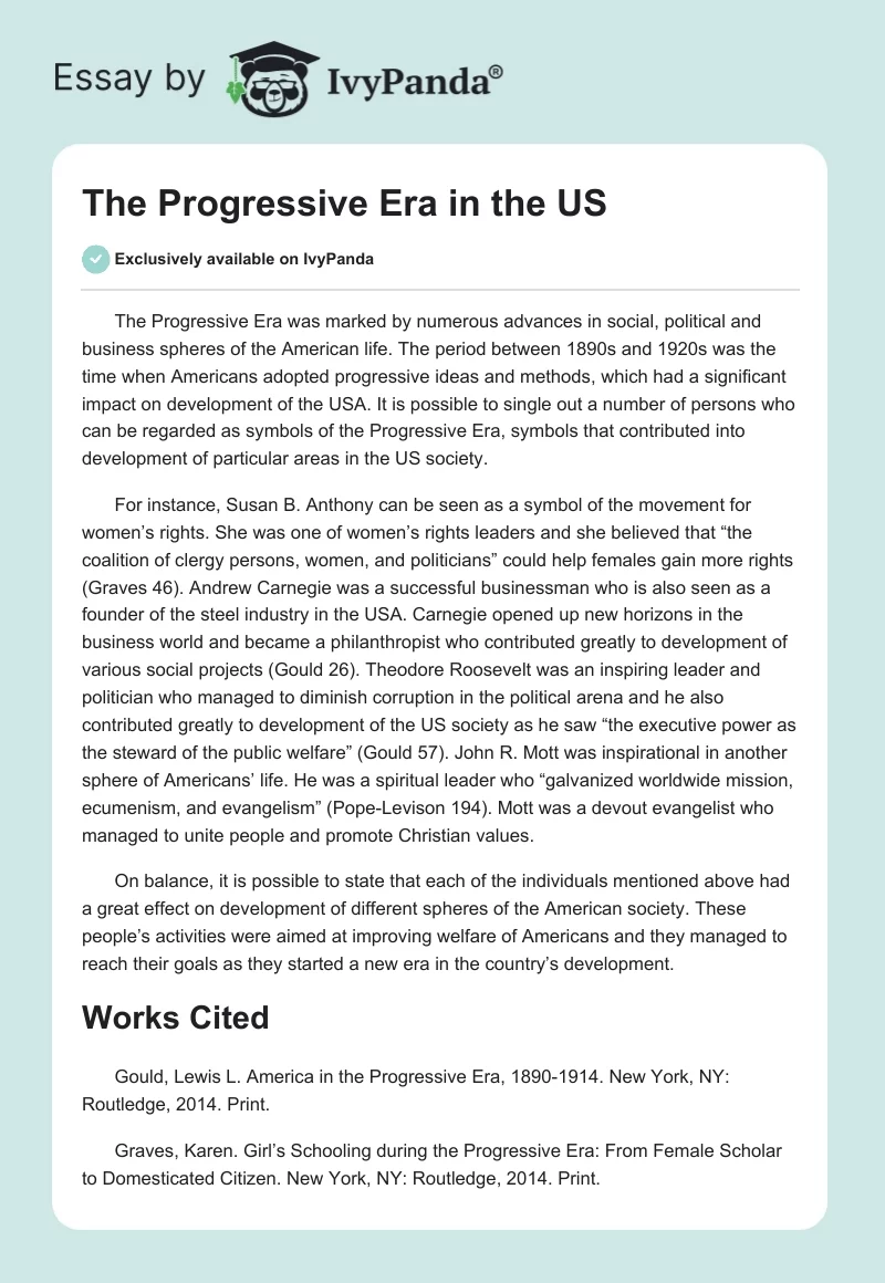 The Progressive Era in the US. Page 1