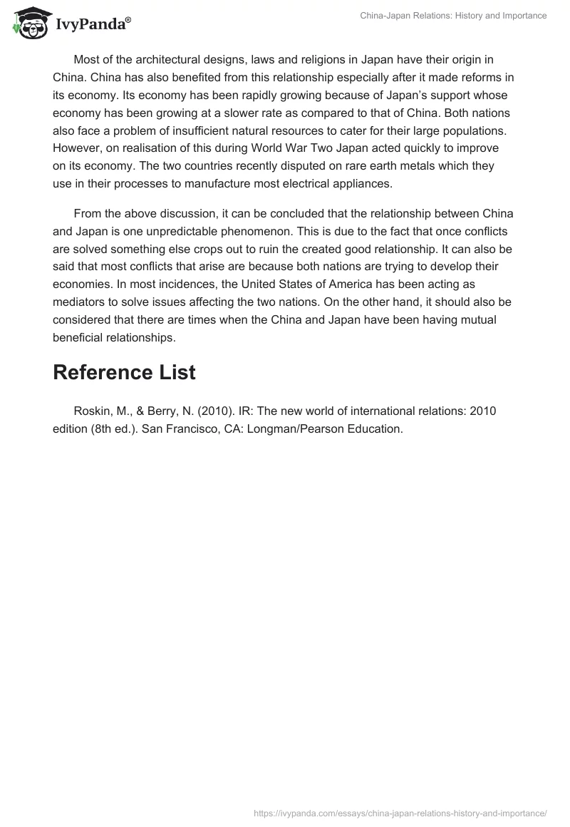 China-Japan Relations: History and Importance. Page 2