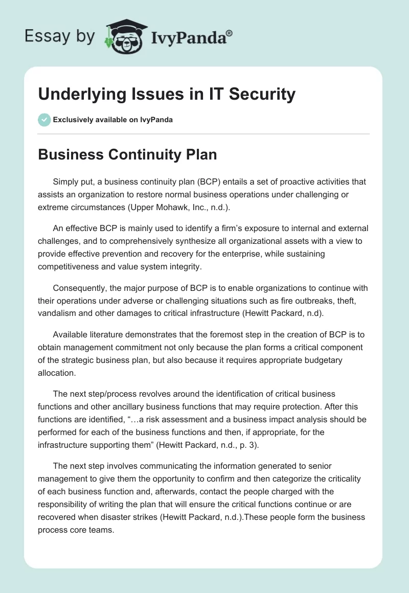 Underlying Issues in IT Security. Page 1