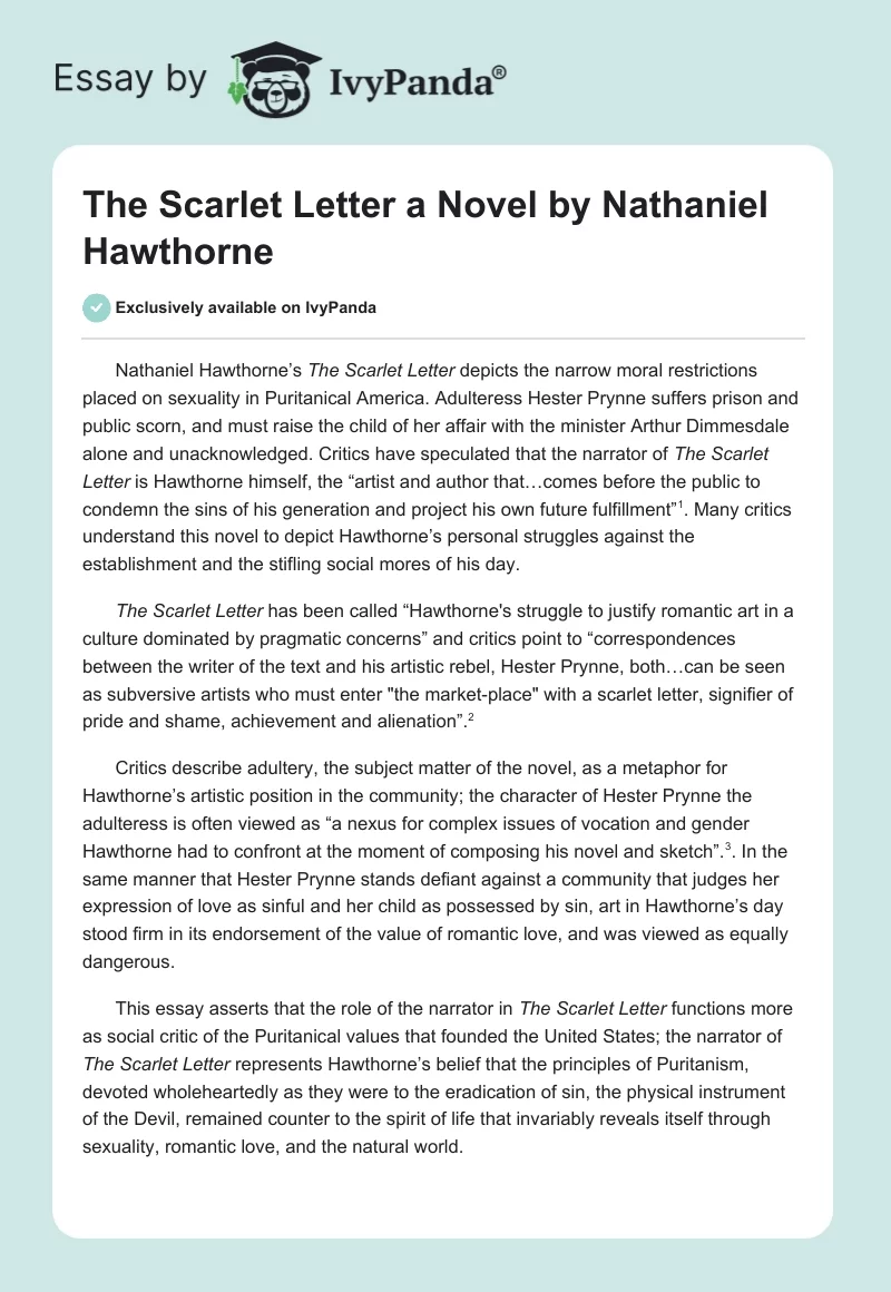 "The Scarlet Letter" a Novel by Nathaniel Hawthorne. Page 1