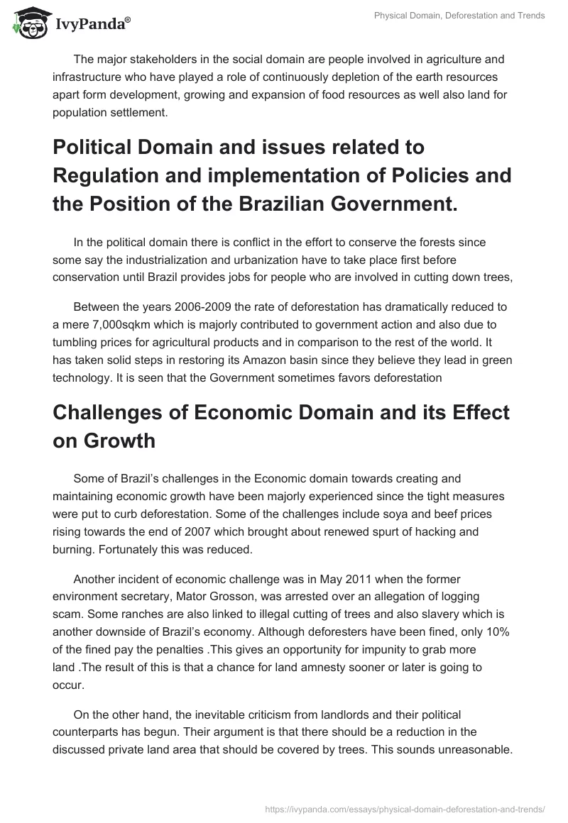 Physical Domain, Deforestation and Trends. Page 2