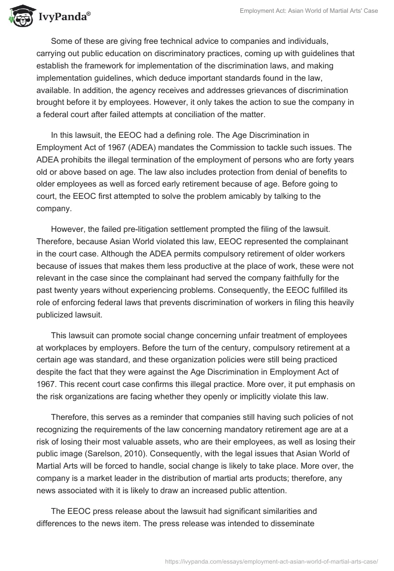 Employment Act: Asian World of Martial Arts' Case. Page 2