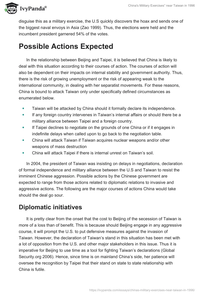 China's "Military Exercises” Near Taiwan in 1996. Page 3