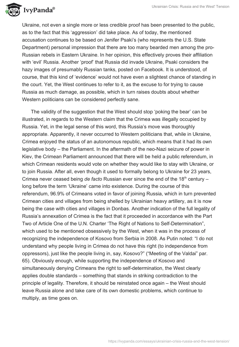 Ukrainian Crisis: Russia and the West' Tension. Page 5