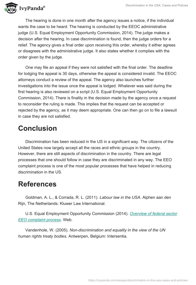 Discrimination in the USA: Cases and Policies. Page 3