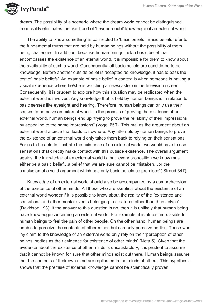 Human External Knowledge of the World. Page 2