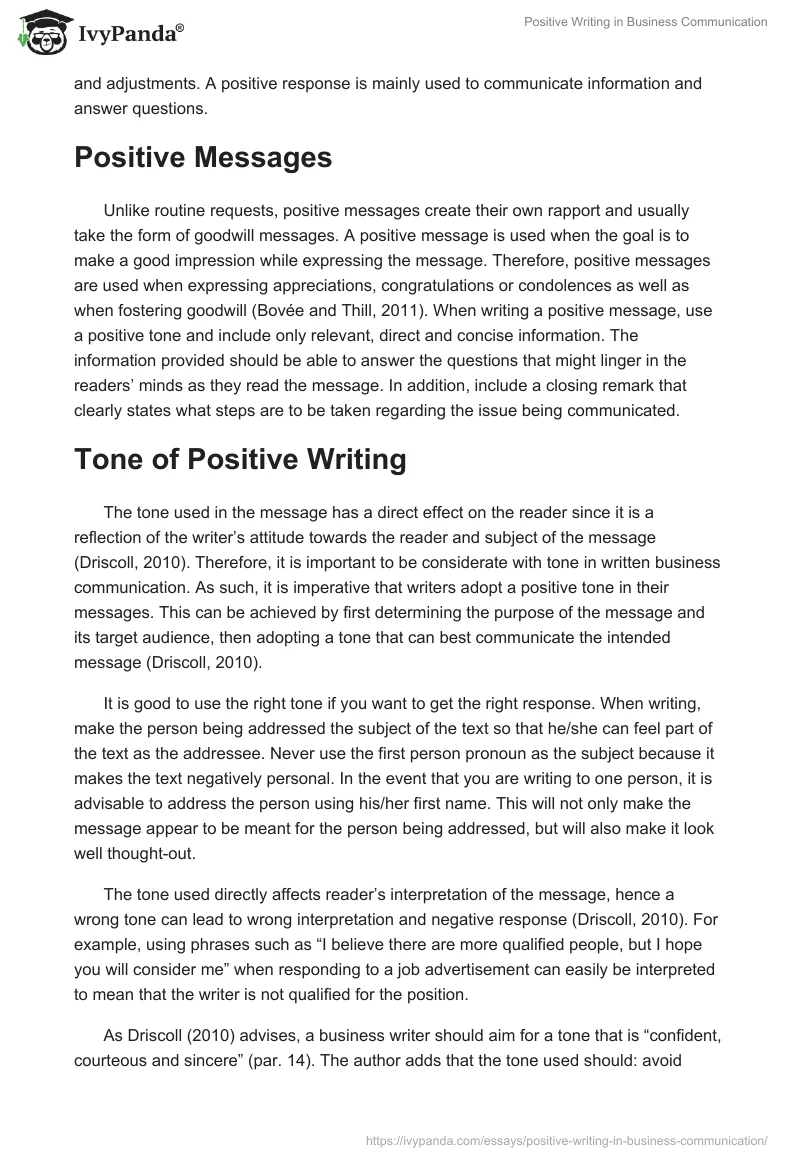 Positive Writing in Business Communication. Page 5