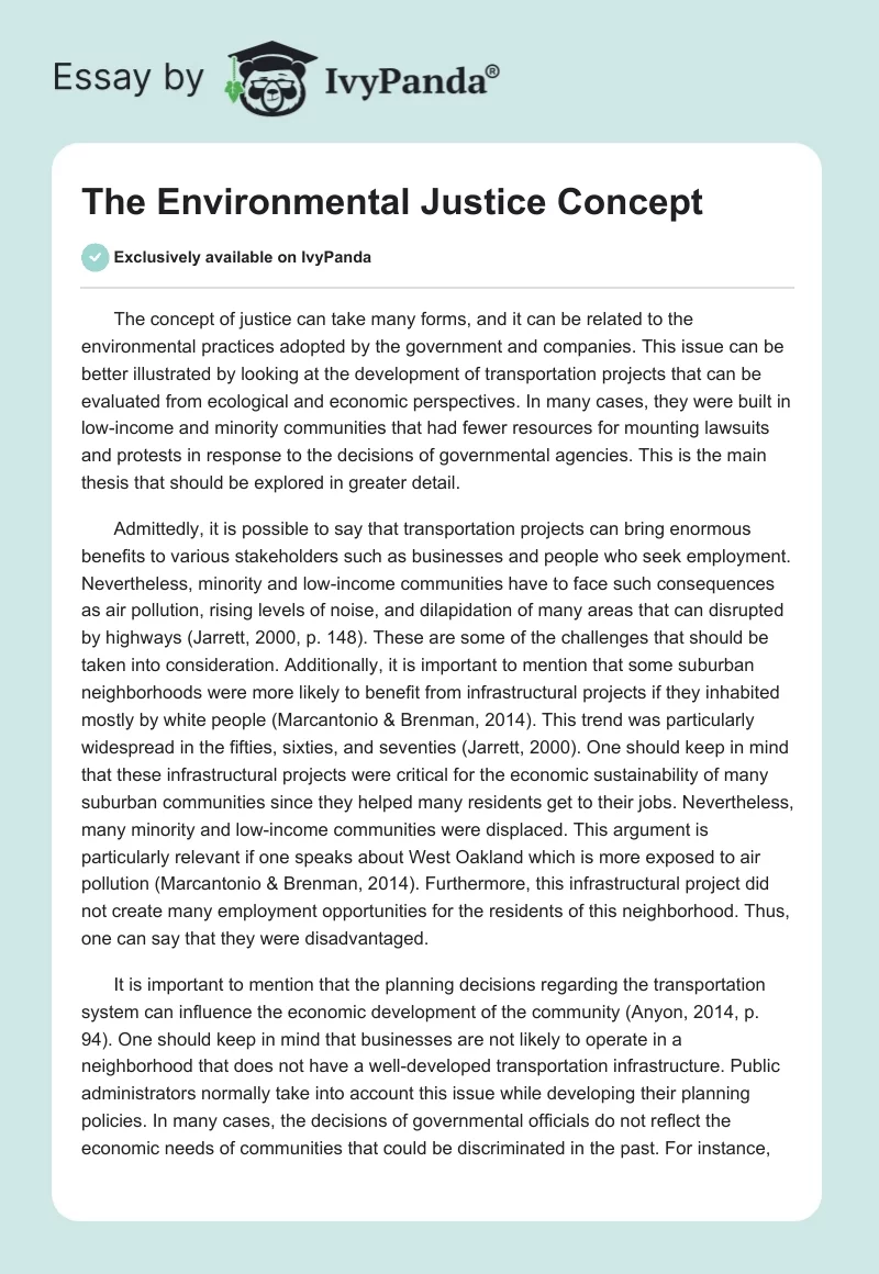 The Environmental Justice Concept. Page 1