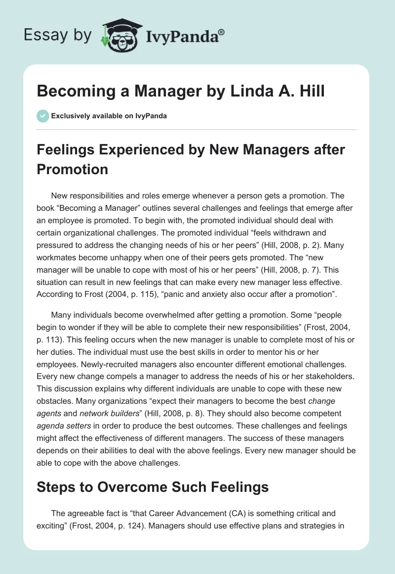 Becoming a Manager by Linda A. Hill. Page 1