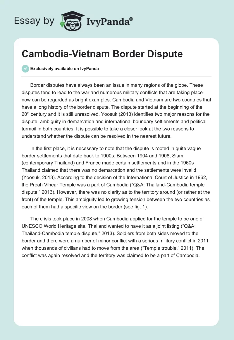 Cambodia-Vietnam Border Dispute. Page 1