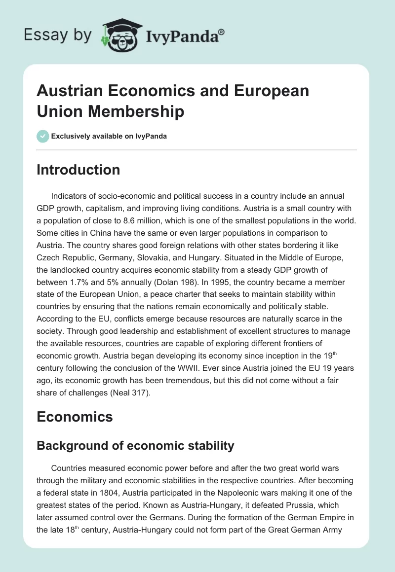 Austrian Economics and European Union Membership. Page 1