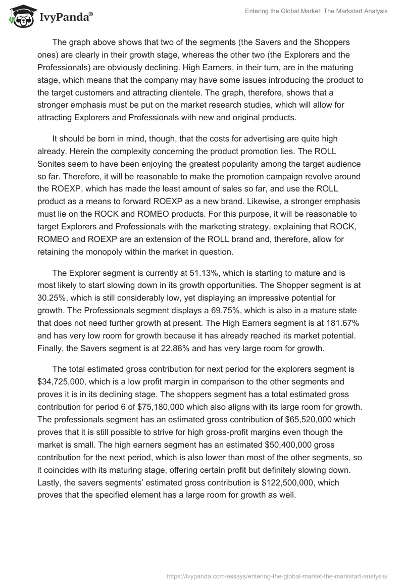 Entering the Global Market: The Markstart Analysis. Page 2