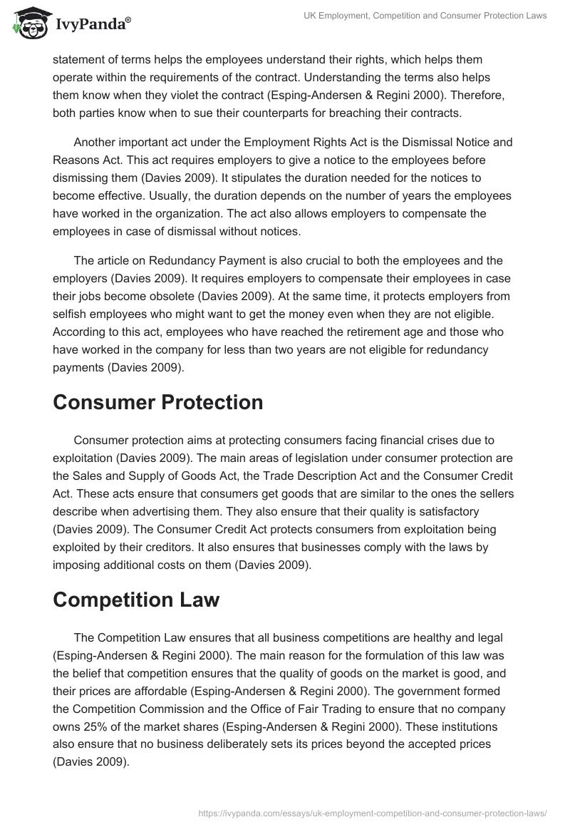 UK Employment, Competition and Consumer Protection Laws. Page 2