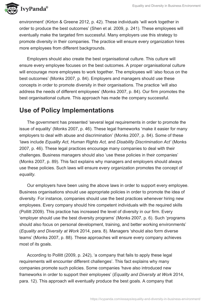 Equality and Diversity in Business Environment. Page 2