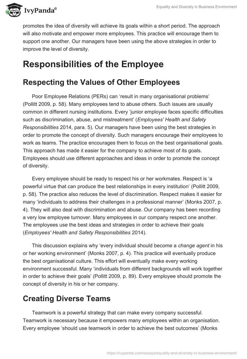 Equality and Diversity in Business Environment. Page 3