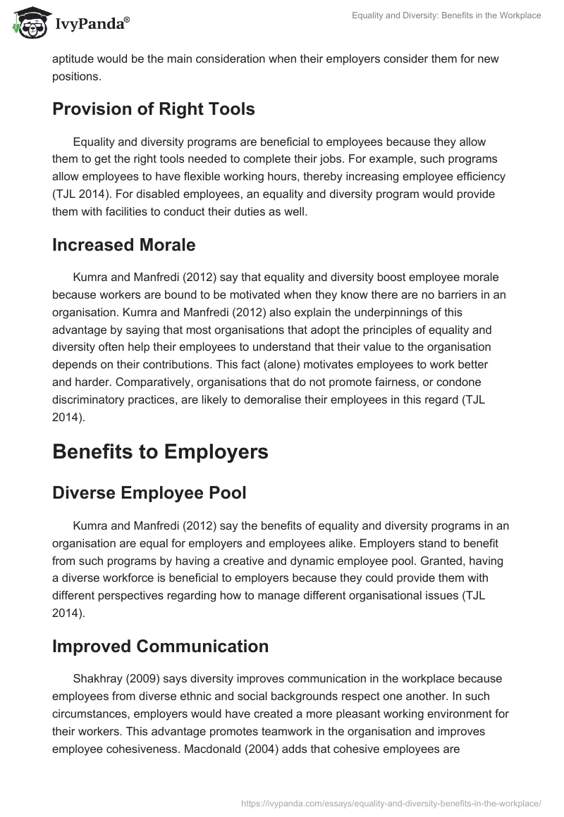 Equality and Diversity: Benefits in the Workplace. Page 2