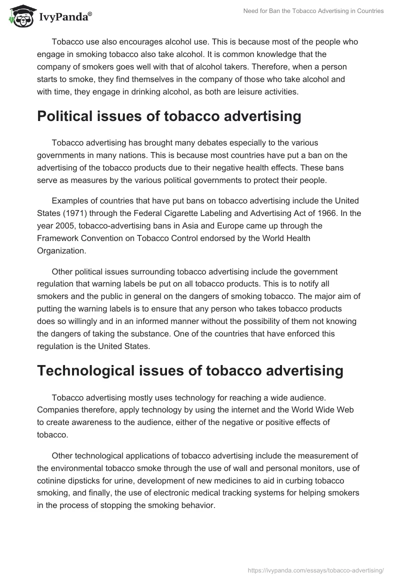 Need for Ban the Tobacco Advertising in Countries. Page 3
