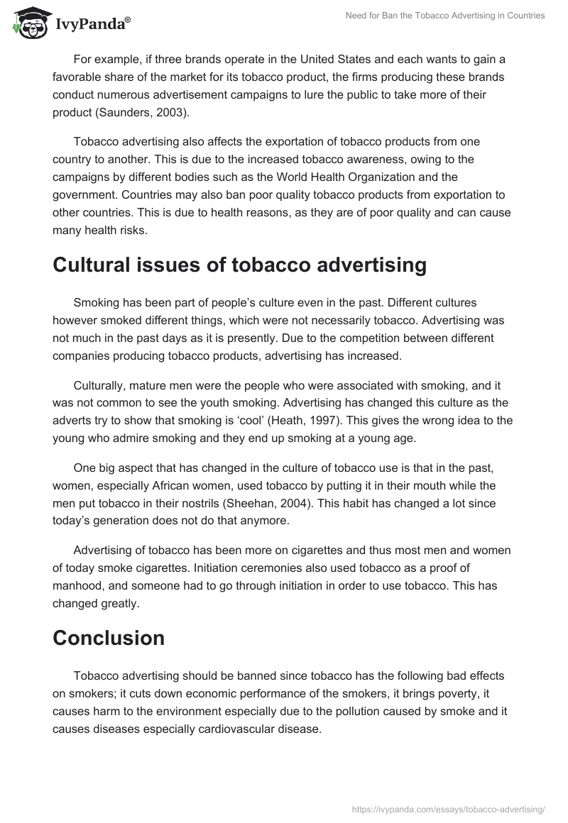 Need for Ban the Tobacco Advertising in Countries. Page 5