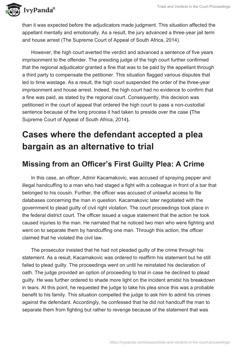 Trials and Verdicts in the Court Proceedings. Page 2