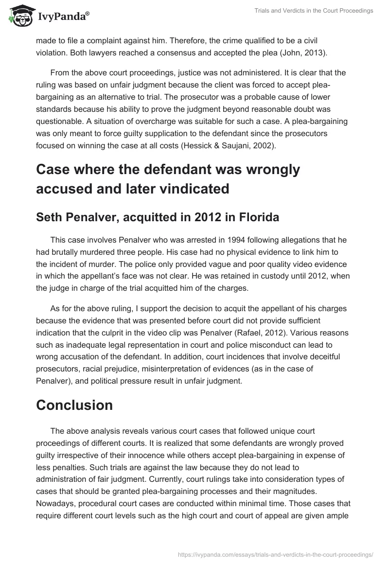 Trials and Verdicts in the Court Proceedings. Page 3