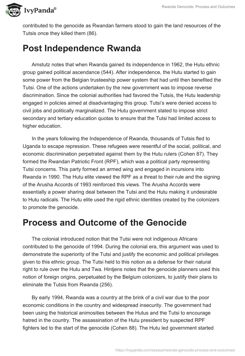 Rwanda Genocide: Process and Outcomes. Page 3