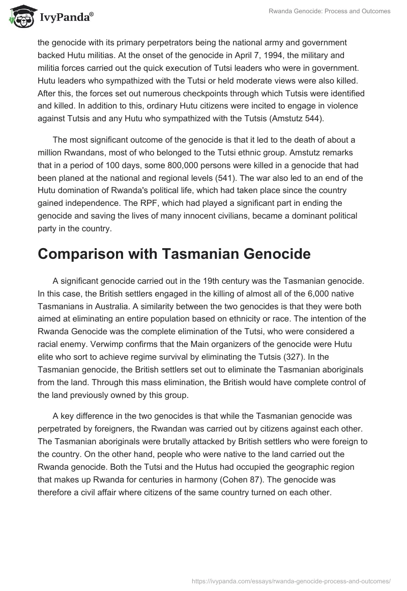 Rwanda Genocide: Process and Outcomes. Page 4