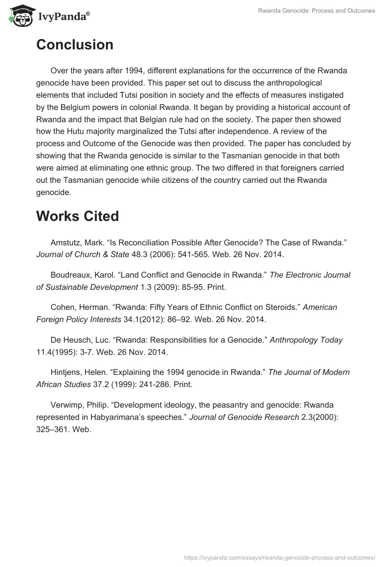 Rwanda Genocide: Process and Outcomes. Page 5