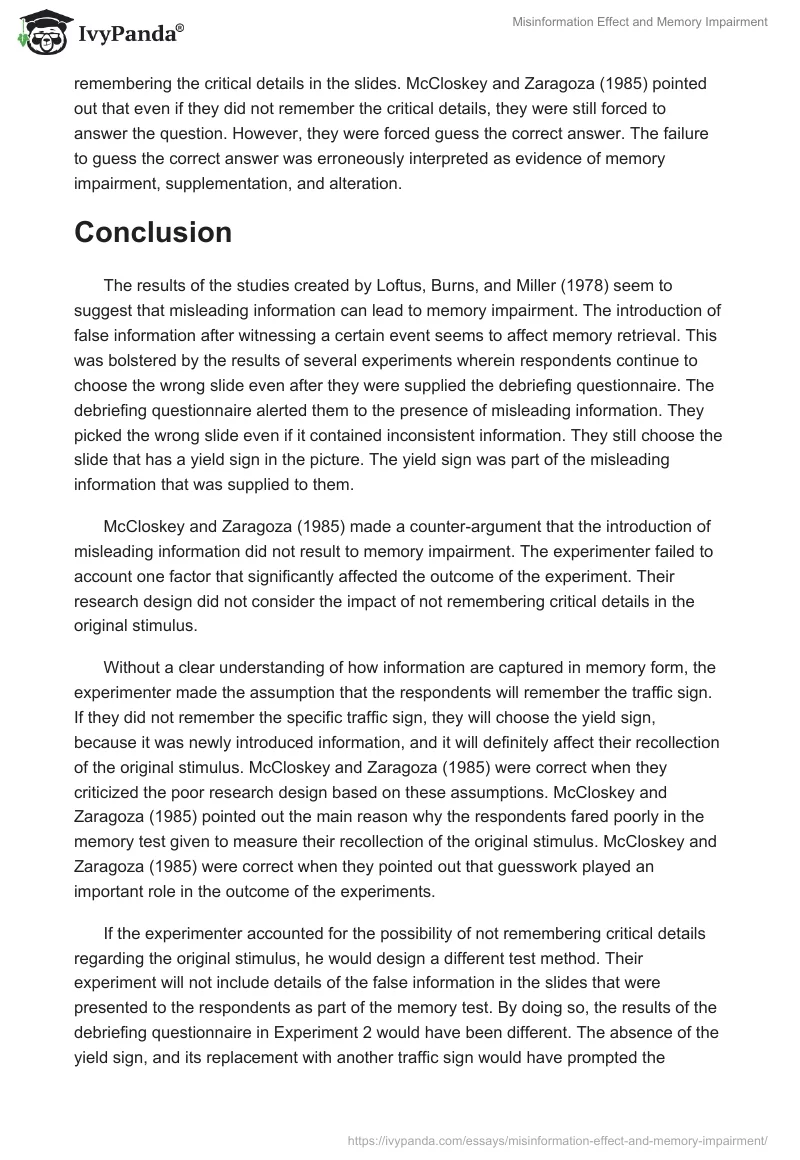 Misinformation Effect and Memory Impairment. Page 5