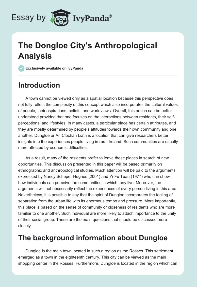 The Dongloe City's Anthropological Analysis. Page 1