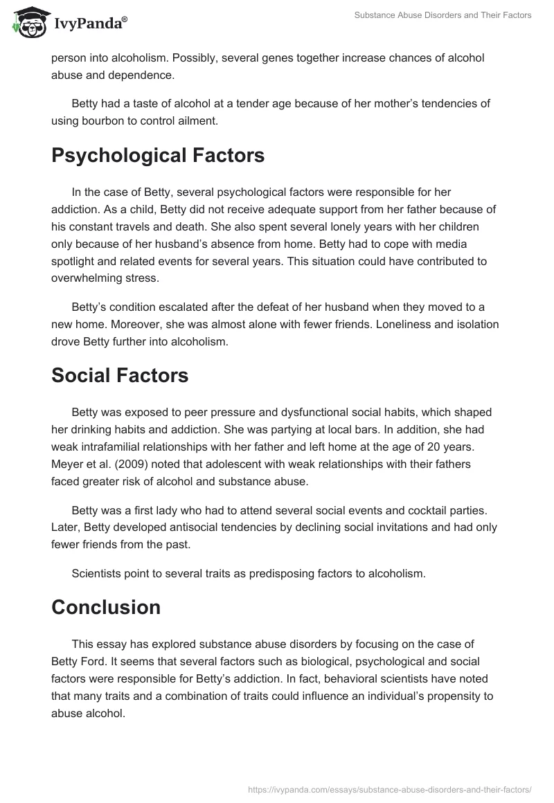 Substance Abuse Disorders and Their Factors. Page 2