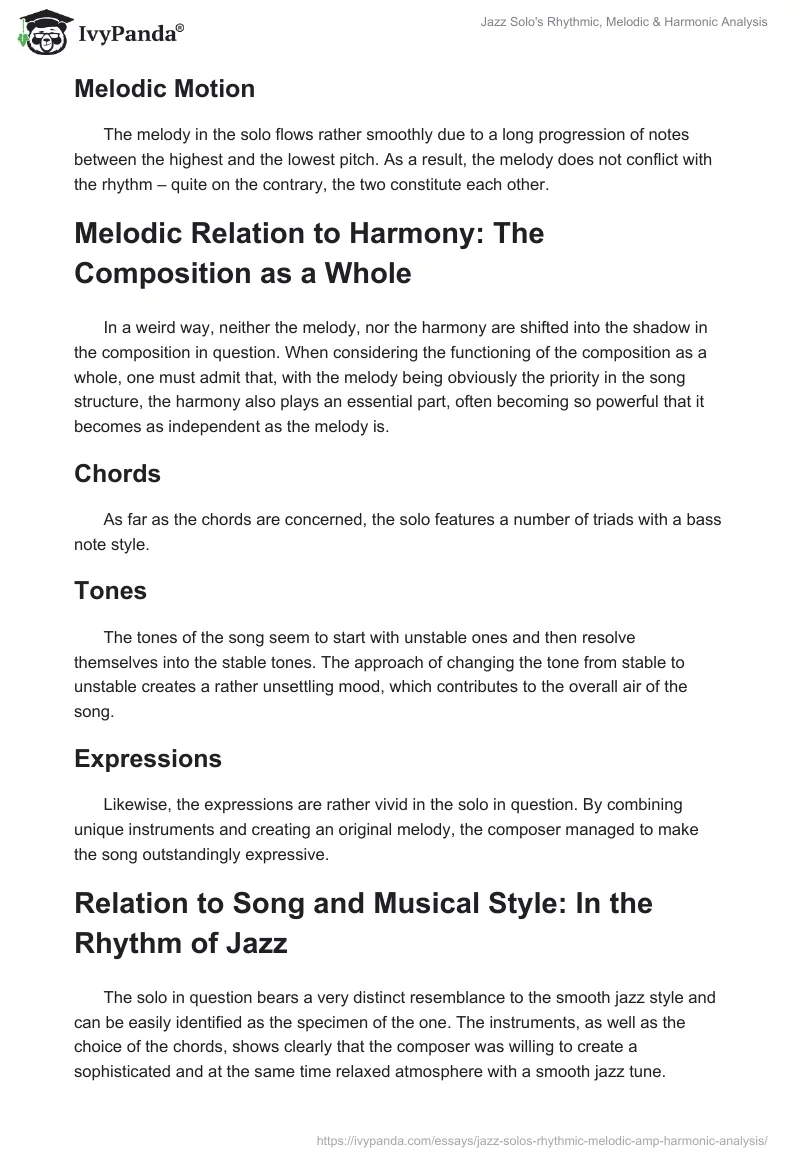Jazz Solo's Rhythmic, Melodic & Harmonic Analysis. Page 5