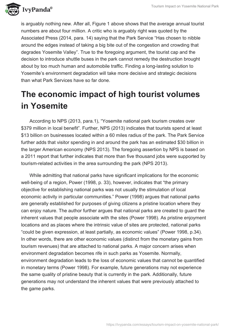 Tourism Impact on Yosemite National Park. Page 3