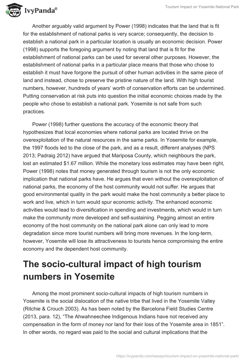 Tourism Impact on Yosemite National Park. Page 4