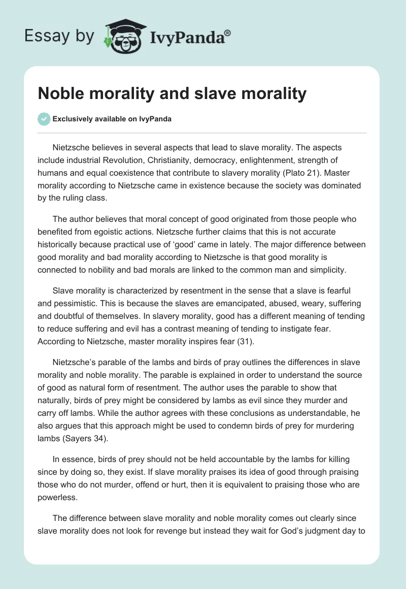 Noble Morality and Slave Morality. Page 1