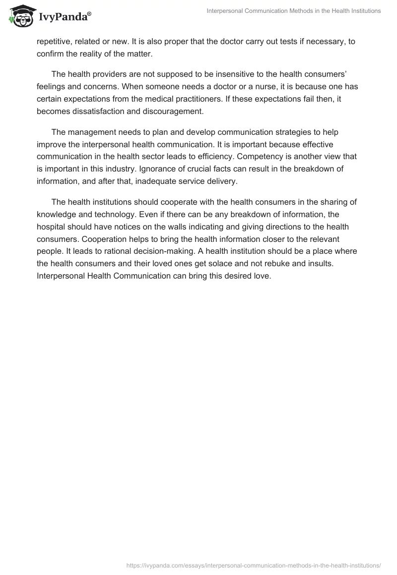 Interpersonal Communication Methods in the Health Institutions. Page 2