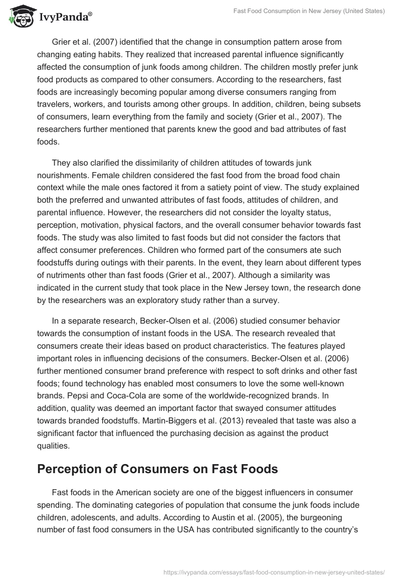 Fast Food Consumption in New Jersey (United States). Page 5
