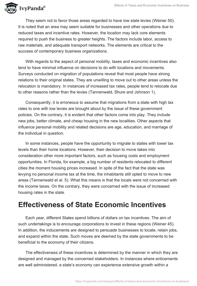 Effects of Taxes and Economic Incentives on Business. Page 2