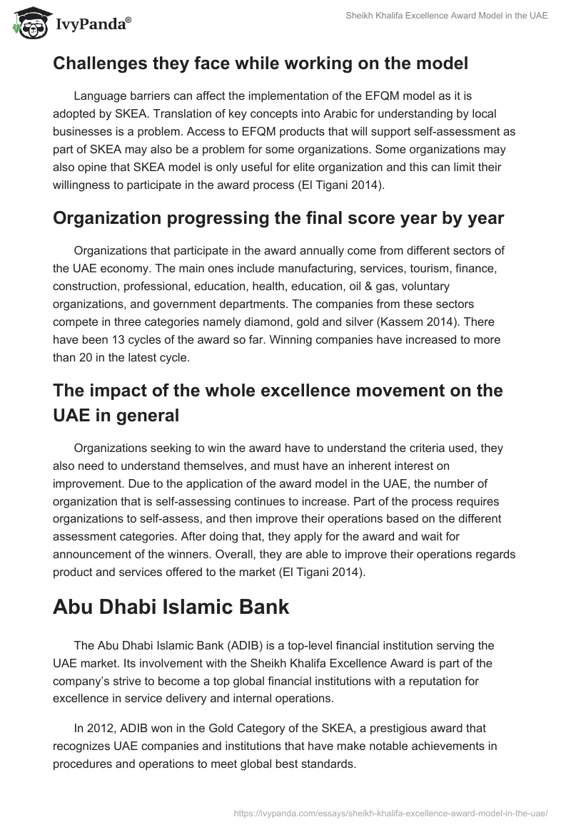 Sheikh Khalifa Excellence Award Model in the UAE. Page 3