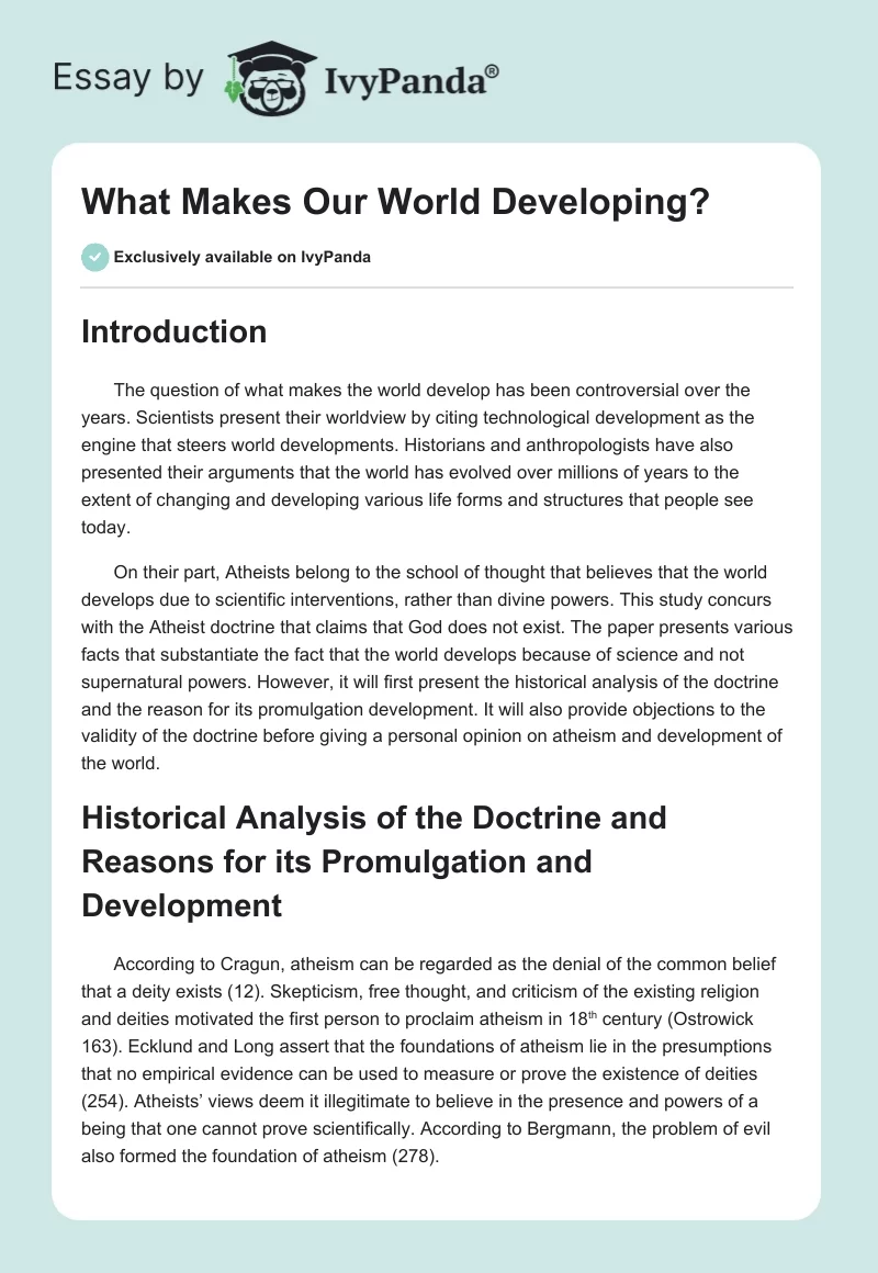 What Makes Our World Developing?. Page 1
