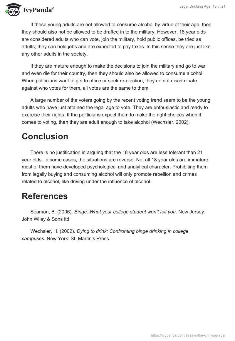 Legal Drinking Age: 18 v. 21. Page 2