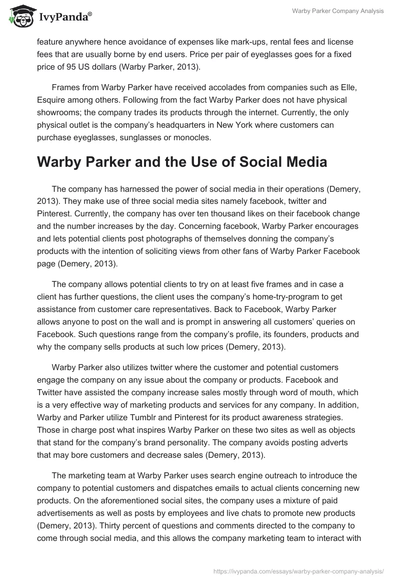 Warby Parker Company Analysis. Page 2